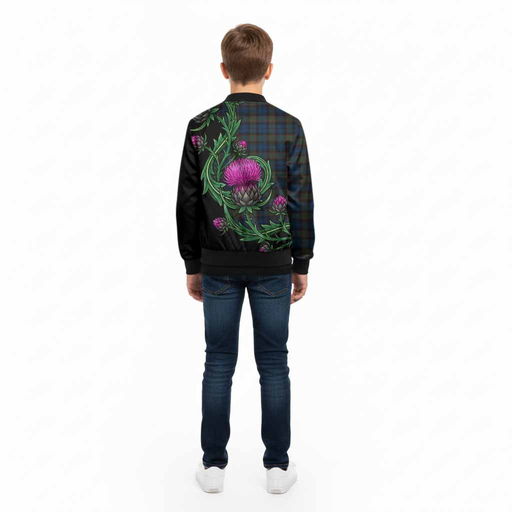 Riddoch Tartan Kid Bomber Jacket Resilient Scottish Thistle - Tartan Vibes Clothing