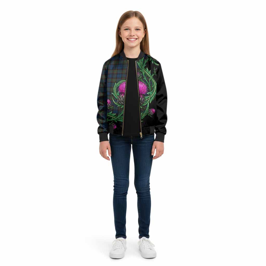 Riddoch Tartan Kid Bomber Jacket Resilient Scottish Thistle - Tartan Vibes Clothing