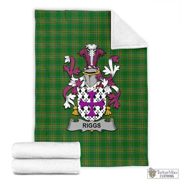 Tartan Vibes Clothing Riggs Irish Clan Tartan Blanket with Coat of Arms