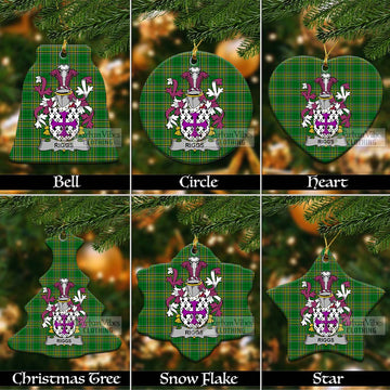 Tartan Vibes Clothing Riggs Irish Clan Tartan Christmas Ceramic Ornament with Coat of Arms