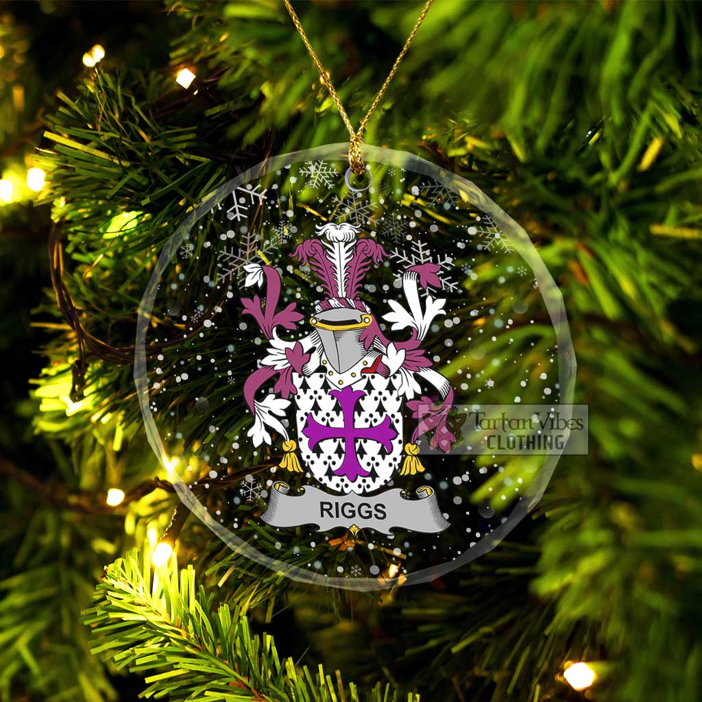 Riggs Irish Clan Christmas Glass Ornament with Coat of Arms Transparent Glass Circle - 2D-tartanvibesclothing