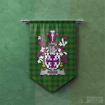 Tartan Vibes Clothing Riggs Irish Clan Tartan Gonfalon, Tartan Banner with Coat of Arms