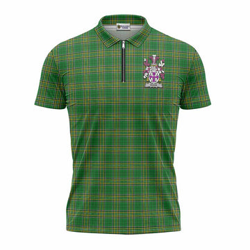 Riggs Irish Clan Tartan Zipper Polo Shirt with Coat of Arms Unisex - Tartan Vibes Clothing