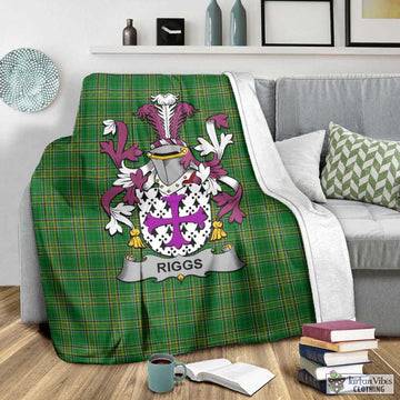 Tartan Vibes Clothing Riggs Irish Clan Tartan Blanket with Coat of Arms