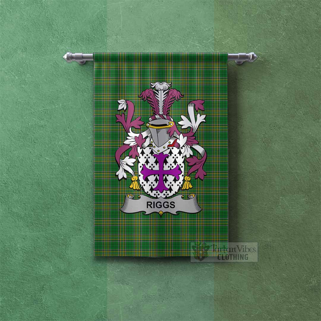 Tartan Vibes Clothing Riggs Irish Clan Tartan Gonfalon, Tartan Banner with Coat of Arms
