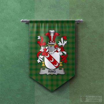 Ring Irish Clan Tartan Gonfalon, Tartan Banner with Coat of Arms
