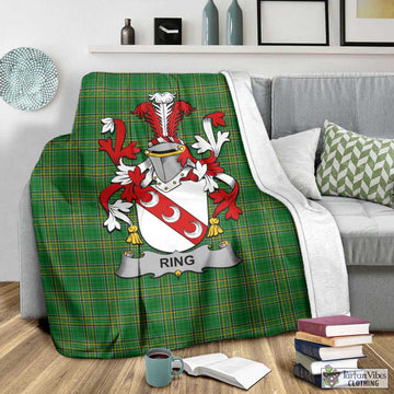 Ring Irish Clan Tartan Blanket with Coat of Arms