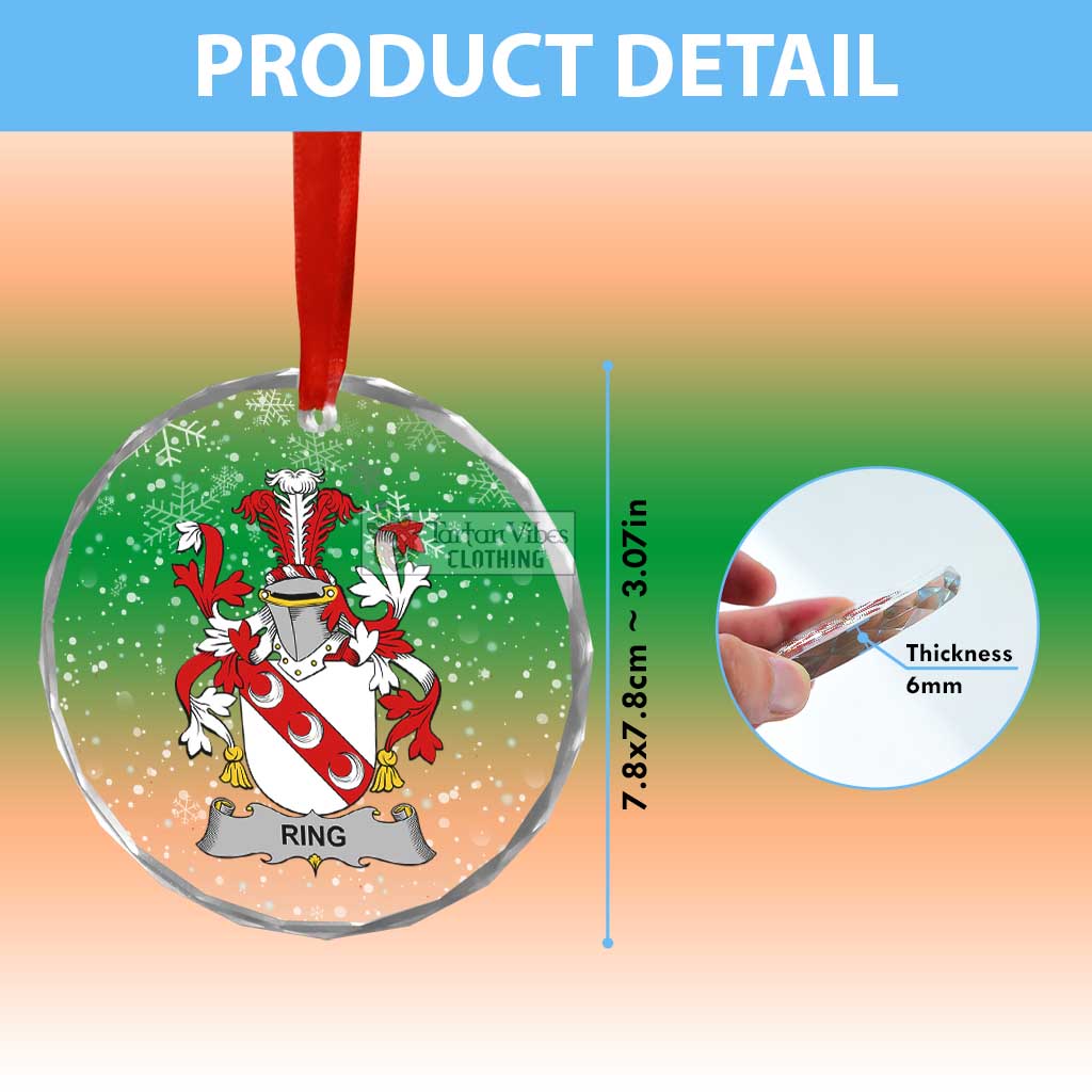 Tartan Vibes Clothing Ring Irish Clan Christmas Glass Ornament with Coat of Arms