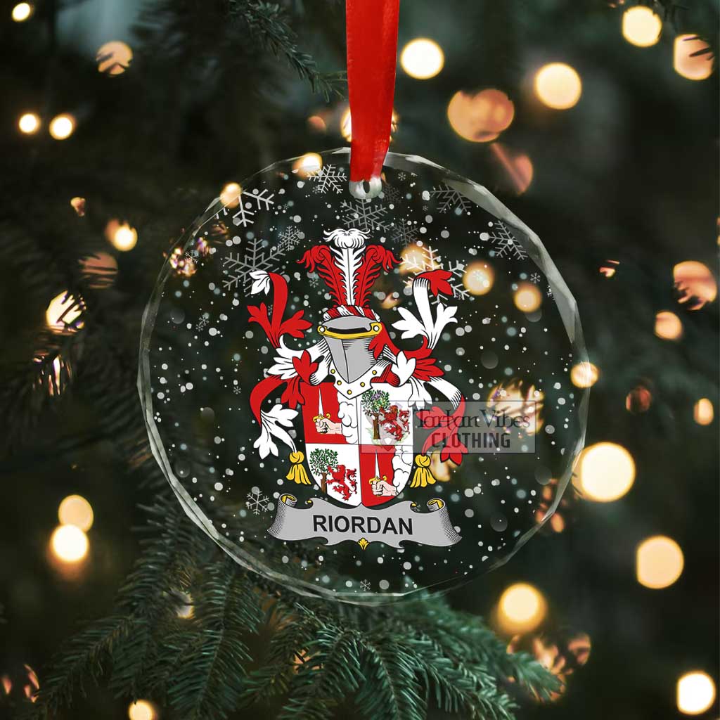 Riordan Irish Clan Christmas Glass Ornament with Coat of Arms - 2D-tartanvibesclothing