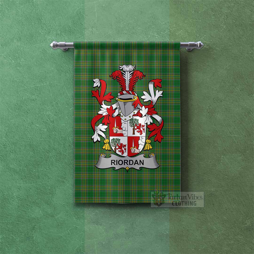 Tartan Vibes Clothing Riordan Irish Clan Tartan Gonfalon, Tartan Banner with Coat of Arms
