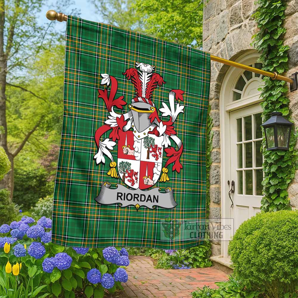 Riordan Irish Clan Tartan Flag with Coat of Arms