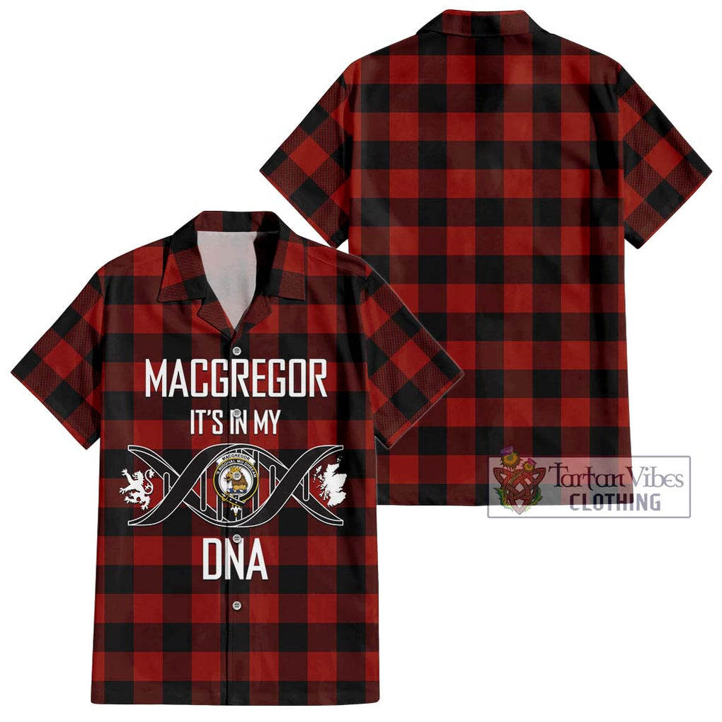 Rob Roy Macgregor Tartan Short Sleeve Button Shirt with Family Crest DNA In Me Style Kid - Tartanvibesclothing Shop