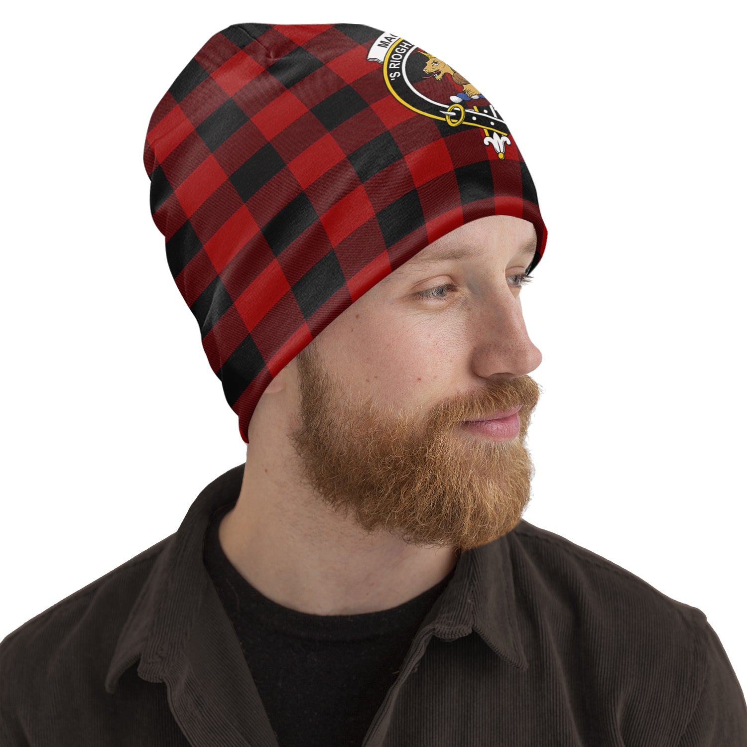 Rob Roy Macgregor Tartan Beanies Hat with Family Crest One Size 10.5*10.2 inches - Tartan Vibes Clothing