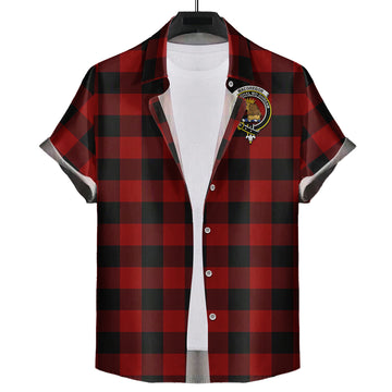 Rob Roy Macgregor Tartan Short Sleeve Button Down Shirt with Family Crest