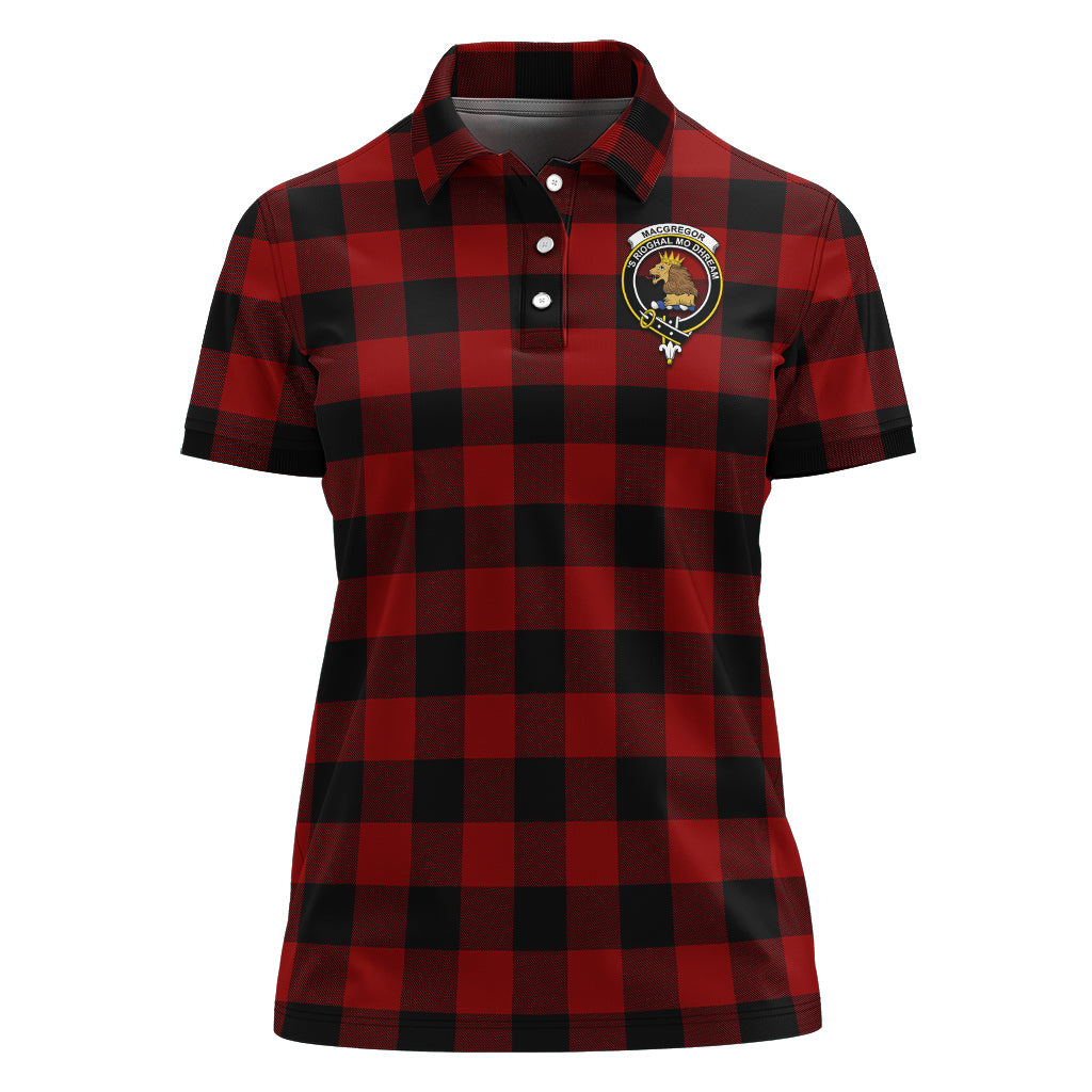 Rob Roy Macgregor Tartan Polo Shirt with Family Crest For Women - Tartan Vibes Clothing