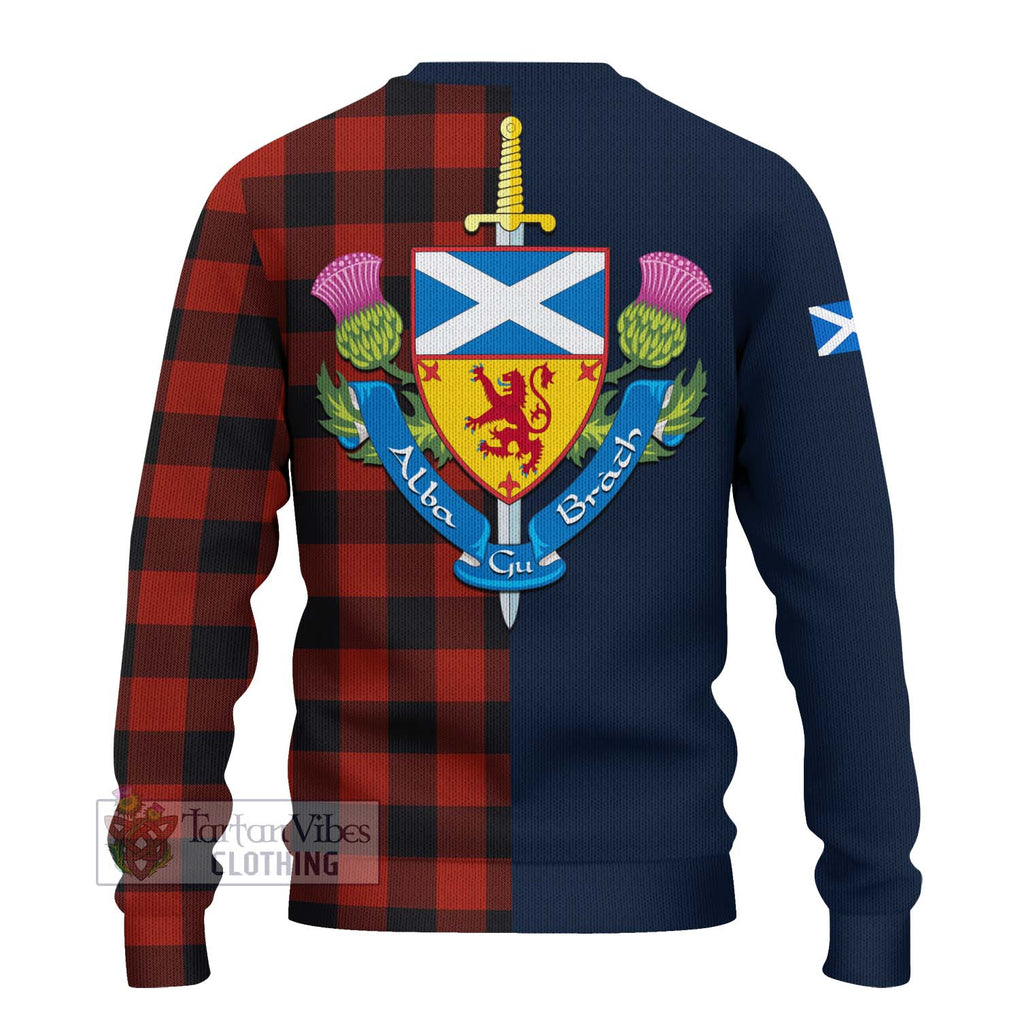 Tartan Vibes Clothing Rob Roy Macgregor Tartan Knitted Sweater with Scottish Lion Royal Arm Half Style