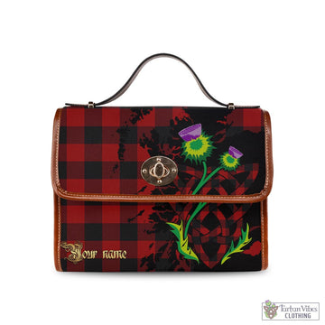 Rob Roy Macgregor Tartan Waterproof Canvas Bag with Scotland Map and Thistle Celtic Accents