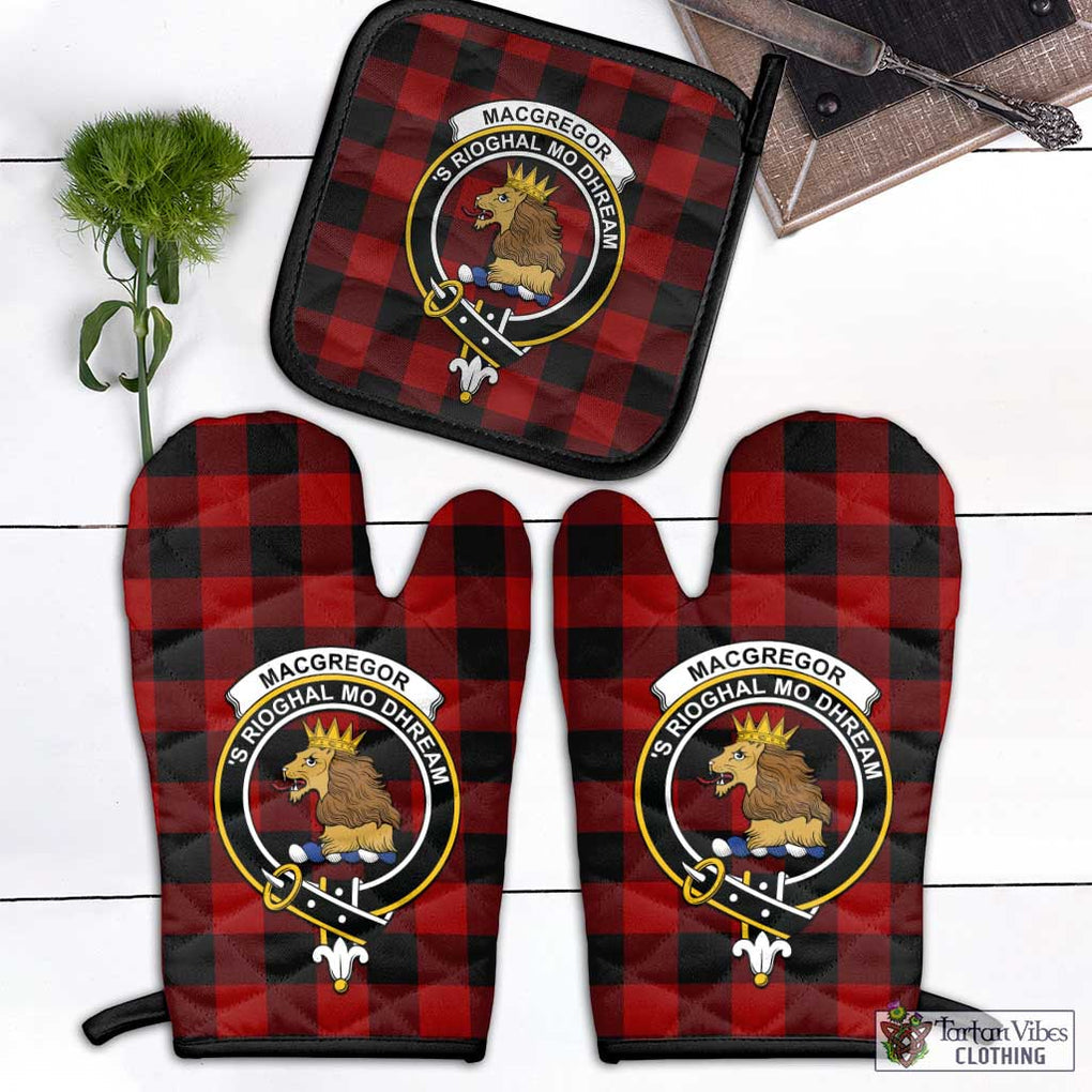 Rob Roy Macgregor Tartan Combo Oven Mitt & Pot-Holder with Family Crest - Tartan Vibes Clothing