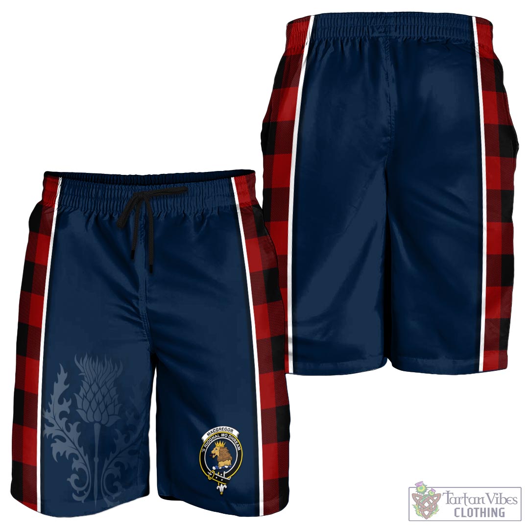 Tartan Vibes Clothing Rob Roy Macgregor Tartan Men's Shorts with Family Crest and Scottish Thistle Vibes Sport Style