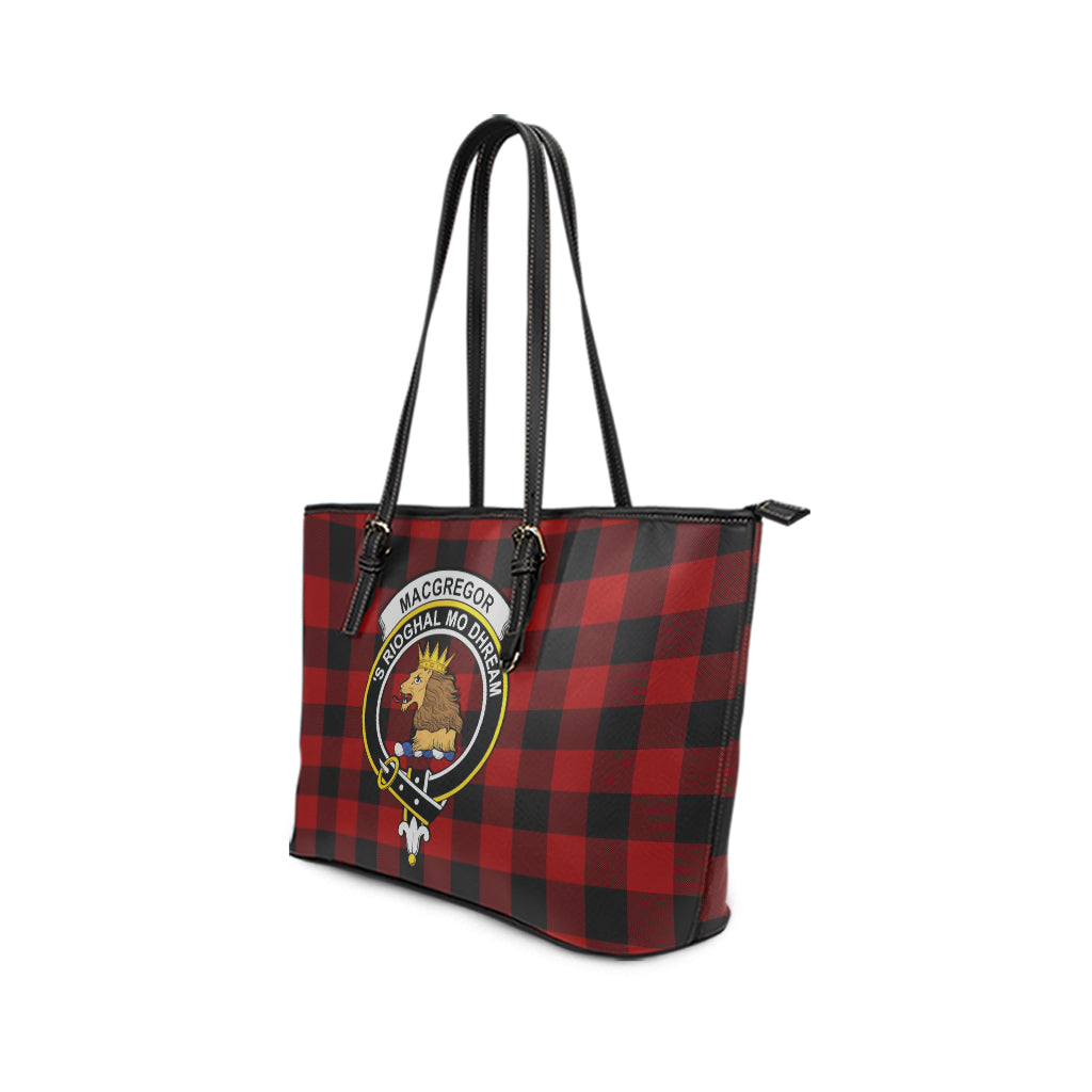 Rob Roy Macgregor Tartan Leather Tote Bag with Family Crest - Tartan Vibes Clothing