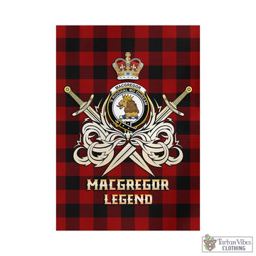 Rob Roy Macgregor Tartan Garden Flag with Clan Crest and the Golden Sword of Courageous Legacy