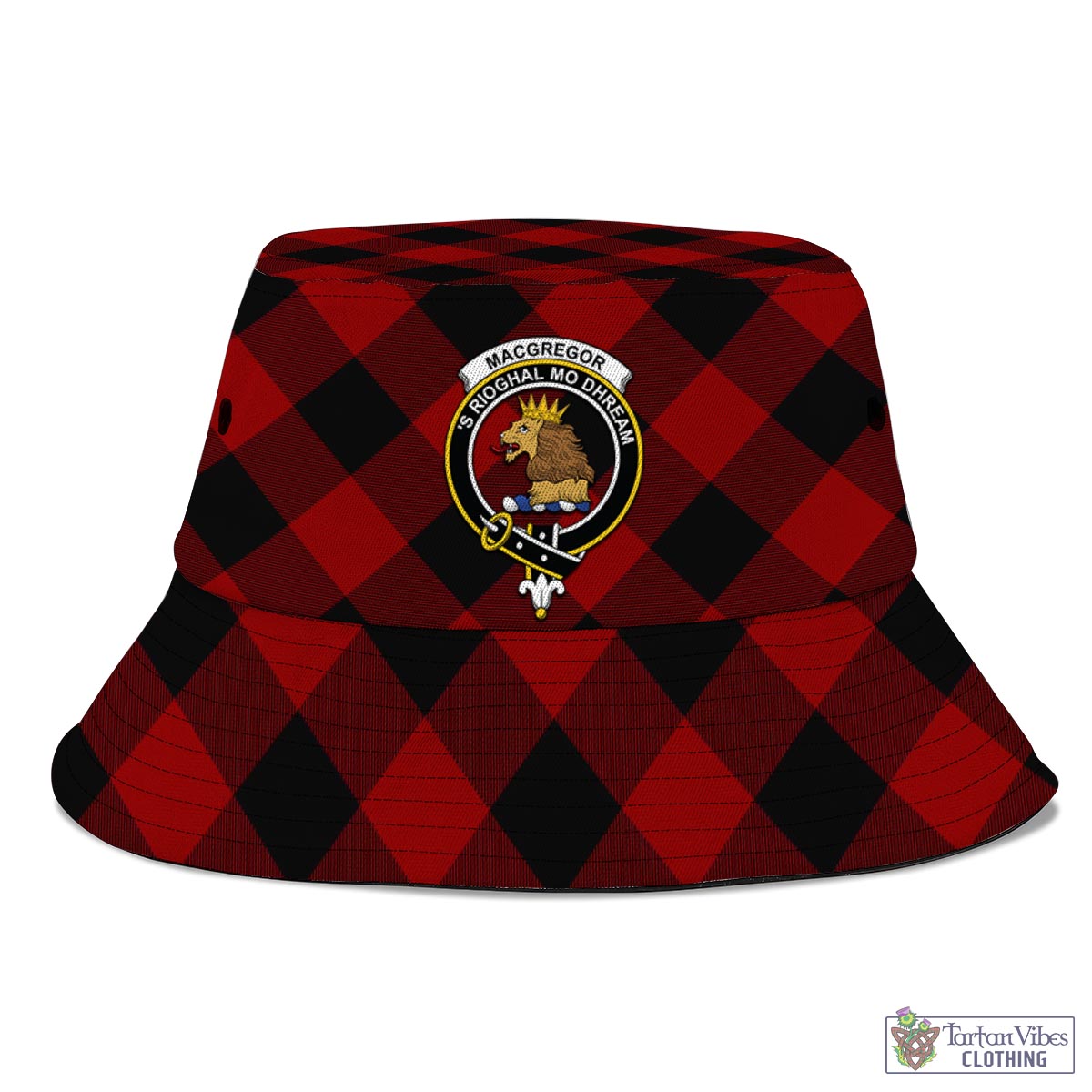 Tartan Vibes Clothing Rob Roy Macgregor Tartan Bucket Hat with Family Crest