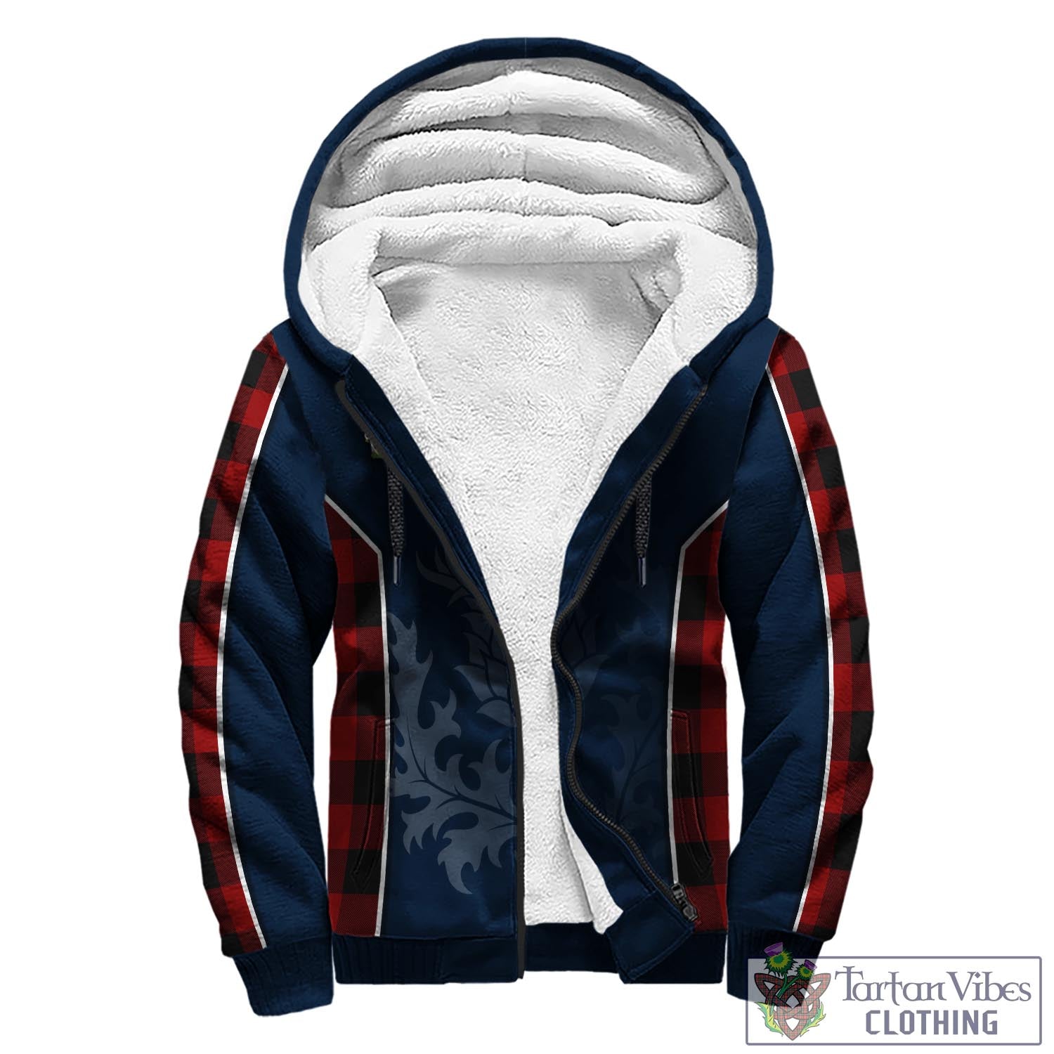 Tartan Vibes Clothing Rob Roy Macgregor Tartan Sherpa Hoodie with Family Crest and Scottish Thistle Vibes Sport Style