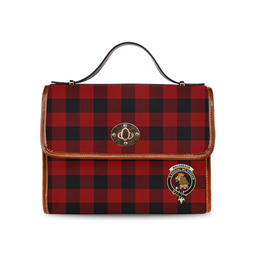 rob-roy-macgregor-tartan-leather-strap-waterproof-canvas-bag-with-family-crest