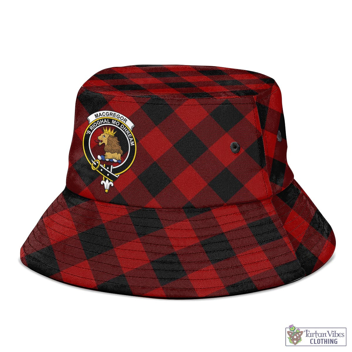 Tartan Vibes Clothing Rob Roy Macgregor Tartan Bucket Hat with Family Crest