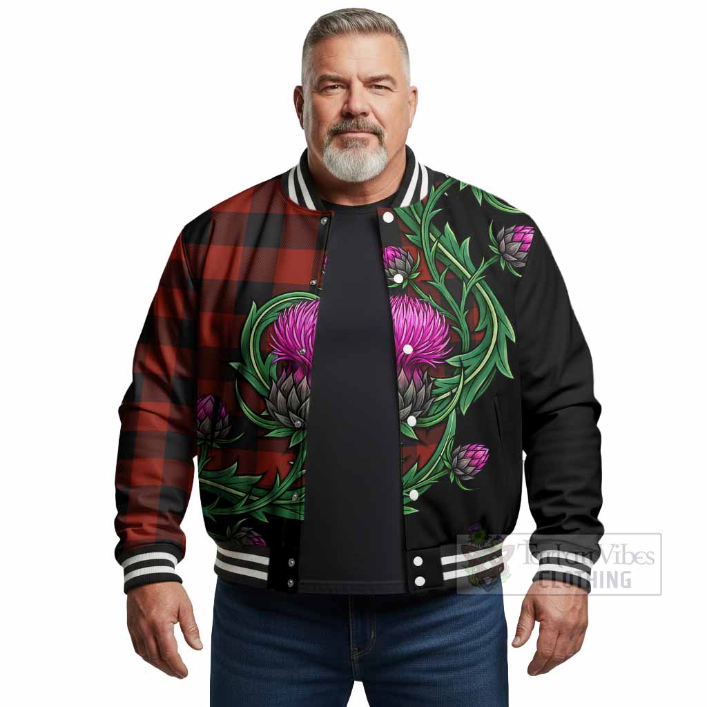 Rob Roy Macgregor Tartan Baseball Jacket Resilient Scottish Thistle - Tartan Vibes Clothing