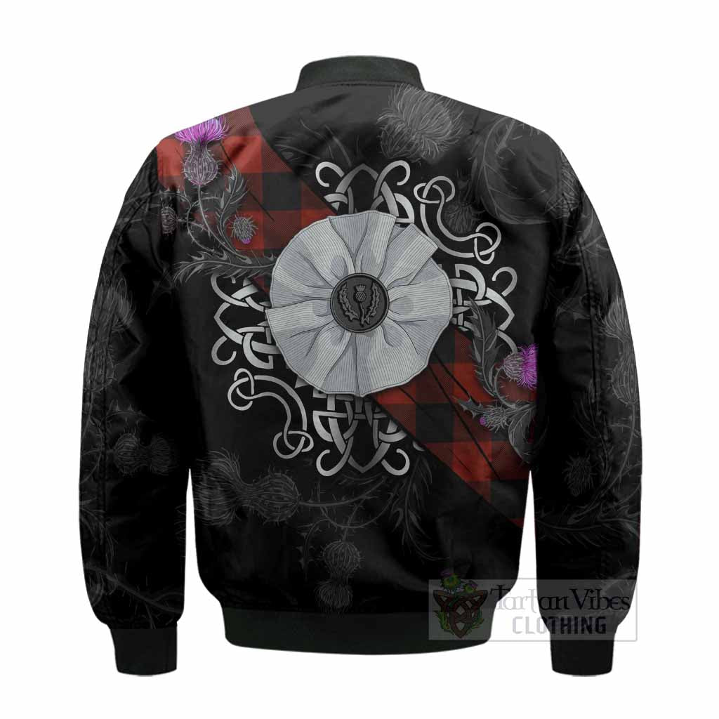 Rob Roy Macgregor Tartan Bomber Jacket Jacobite White Rose - Tartan Vibes Clothing