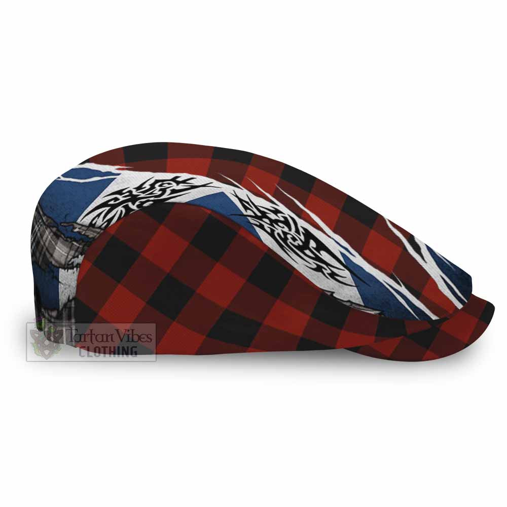 Rob Roy Macgregor Tartan Flat Cap, Jeff Cap Scotland Flag Ripped Tribal Design