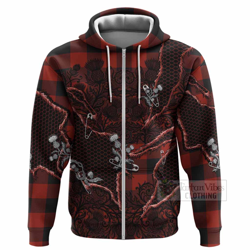 Rob Roy Macgregor Tartan Thistle Dark Gothic Hoodie Zip Hoodie - Tartan Vibes Clothing