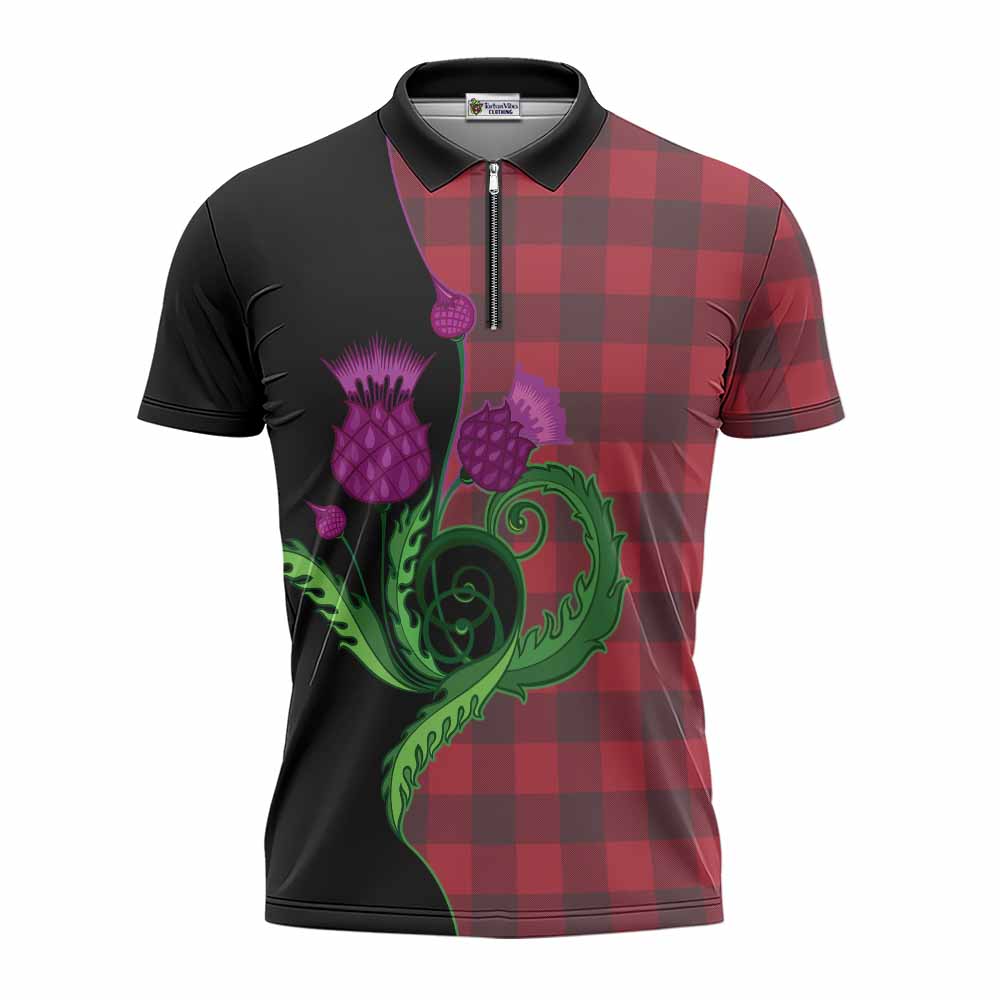 Rob Roy Macgregor Tartan Zipper Polo Shirt Traditional Scottish Thistle