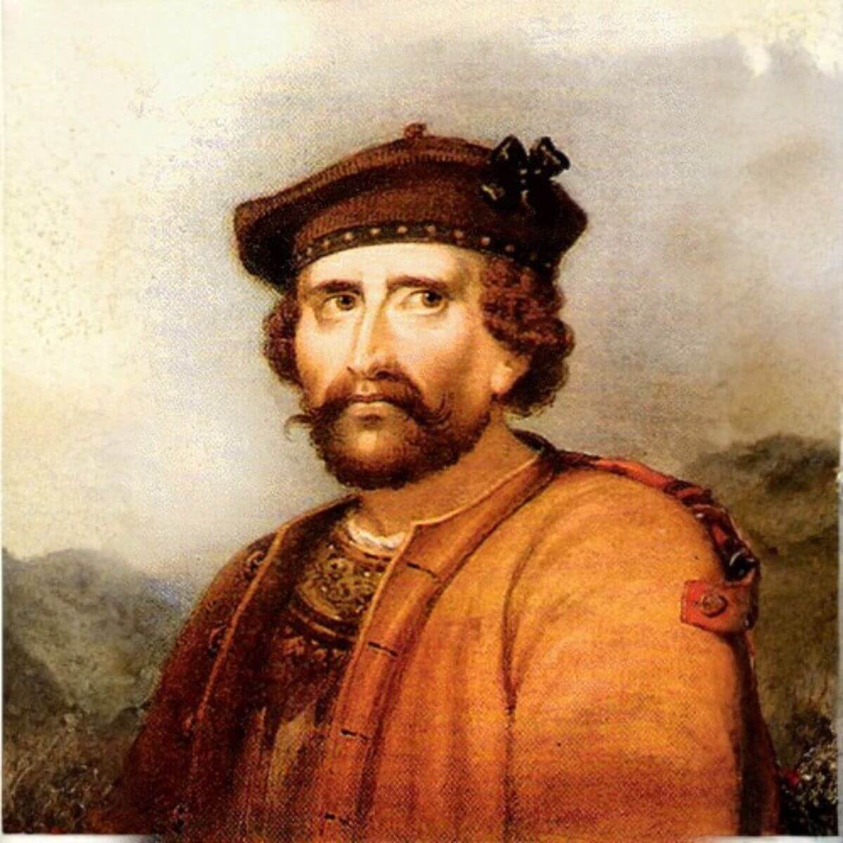 Portrait of Rob Roy MacGregor, Scottish Highland folk hero and outlaw.