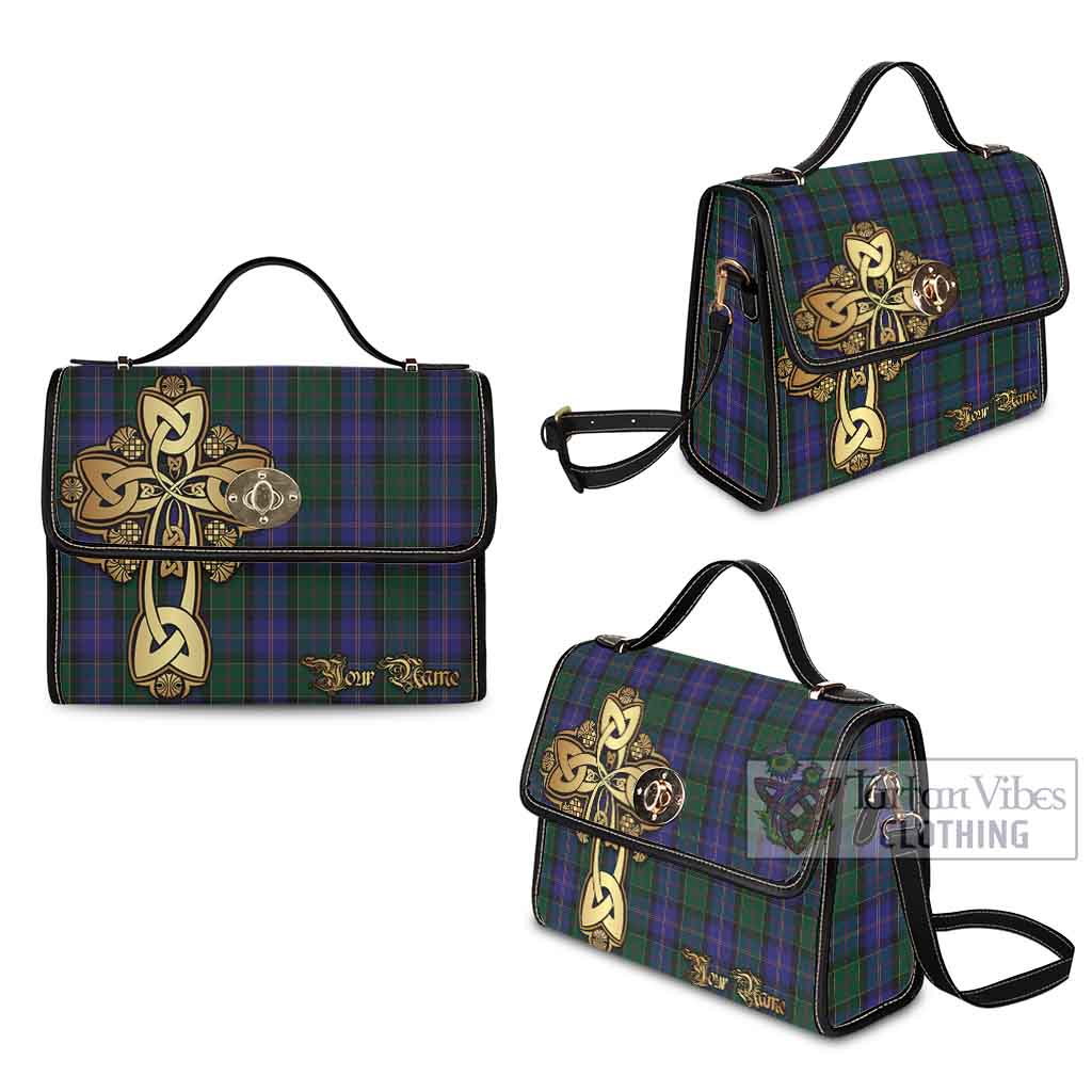 Tartan Vibes Clothing Robb Tartan Waterproof Canvas Bag Golden Thistle Celtic Cross Style