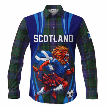 Robb Scotland Football Tartan Long Sleeve Button Shirts Lion Mascot Go Scottish Men's Shirt S - Tartan Vibes Clothing
