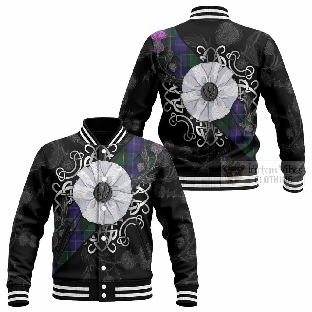 Robb Tartan Baseball Jacket Jacobite White Rose - Tartan Vibes Clothing