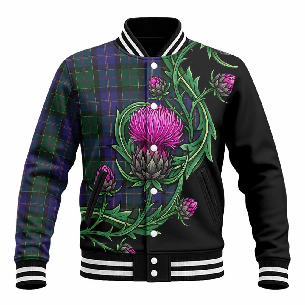 Robb Tartan Baseball Jacket Resilient Scottish Thistle Unisex - Tartan Vibes Clothing