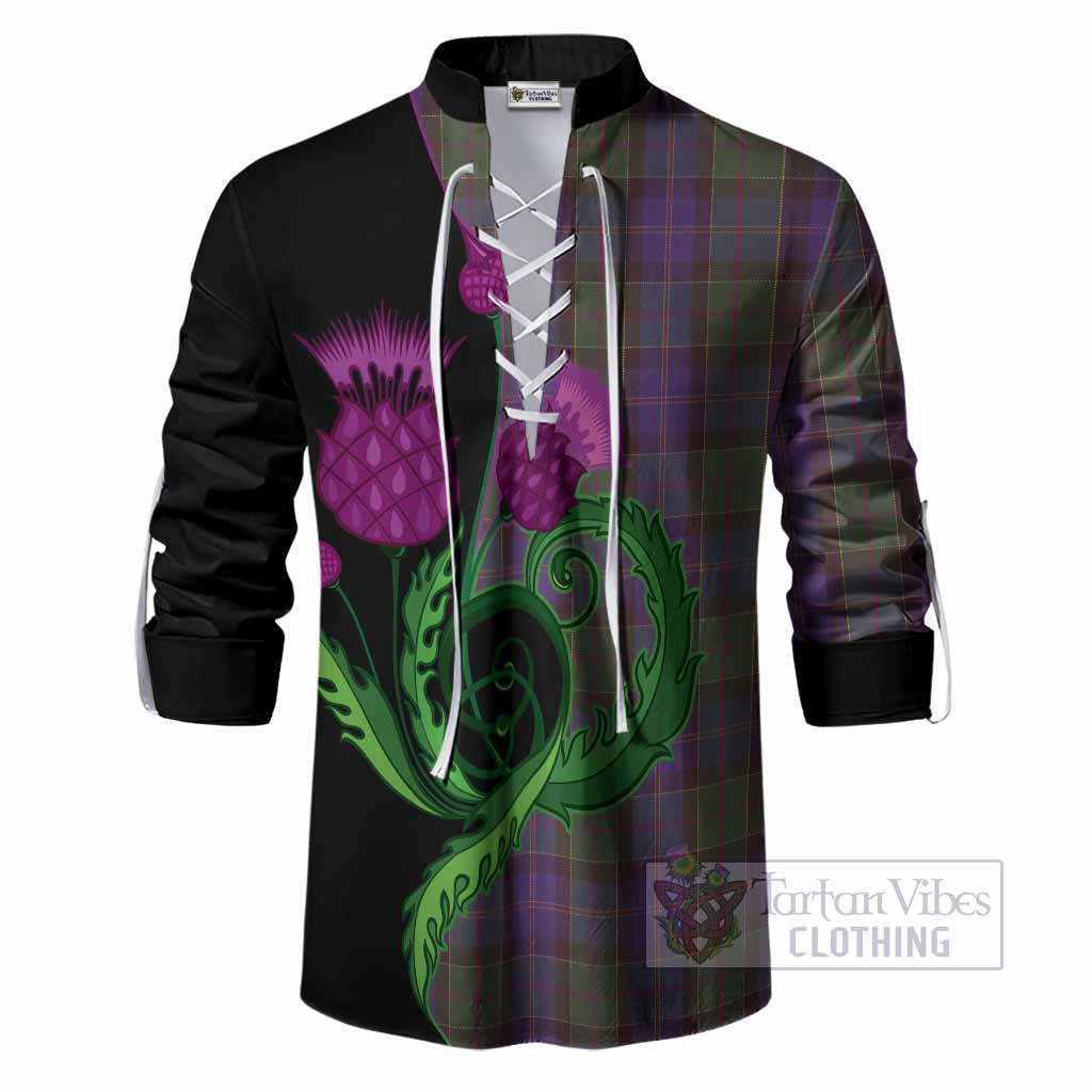 Robb Tartan Ghillie Shirt Traditional Scottish Thistle