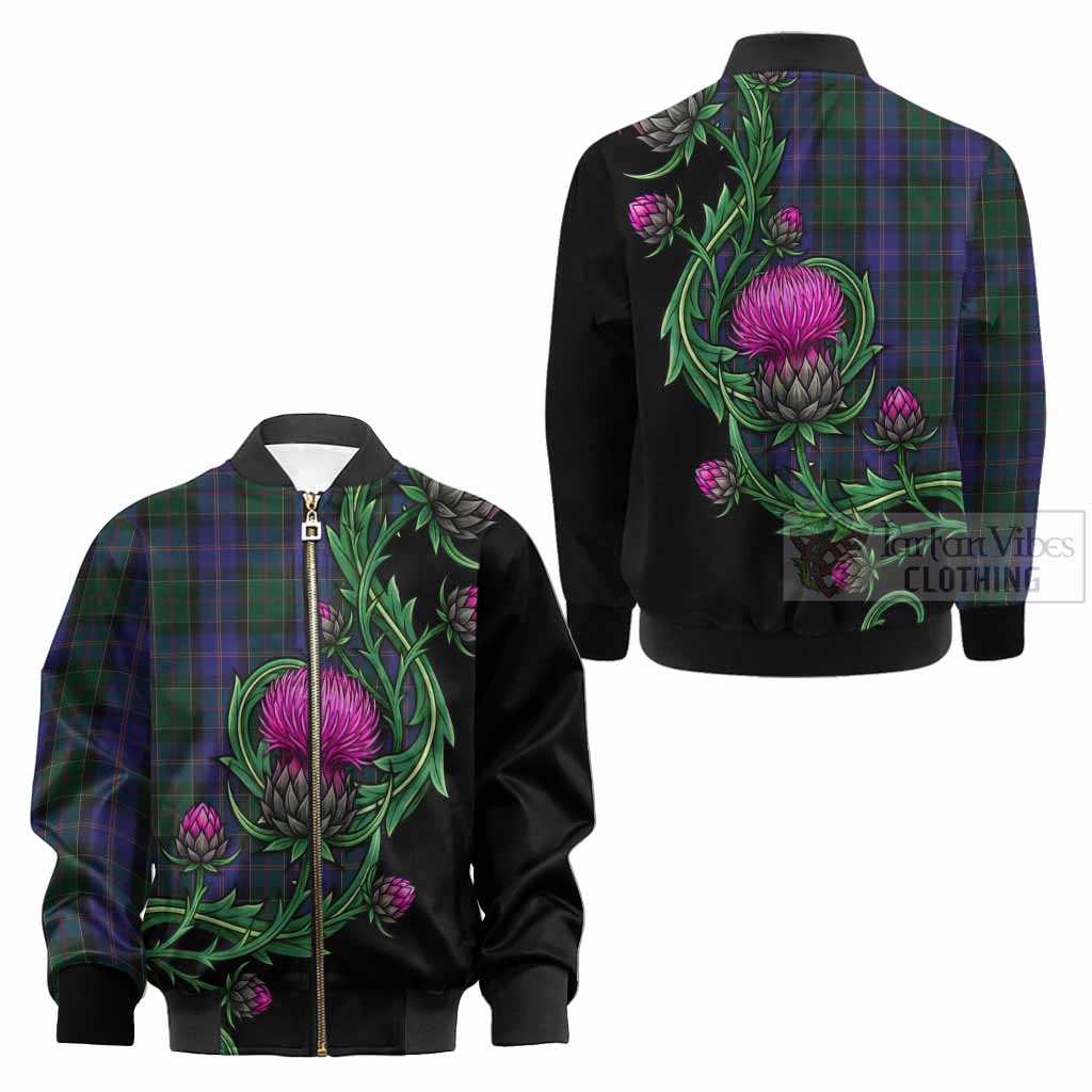 Robb Tartan Kid Bomber Jacket Resilient Scottish Thistle - Tartan Vibes Clothing