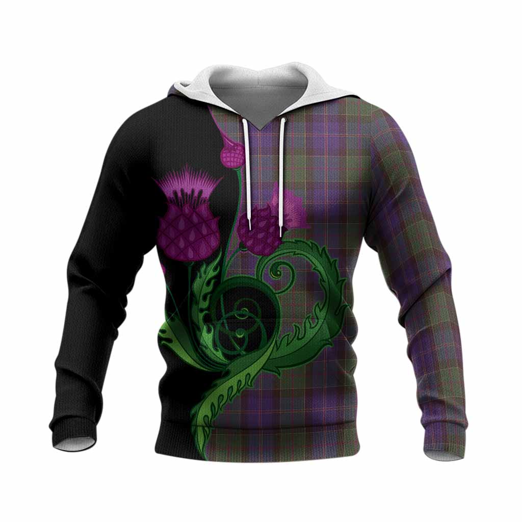 Robb Tartan Knitted Hoodie Traditional Scottish Thistle