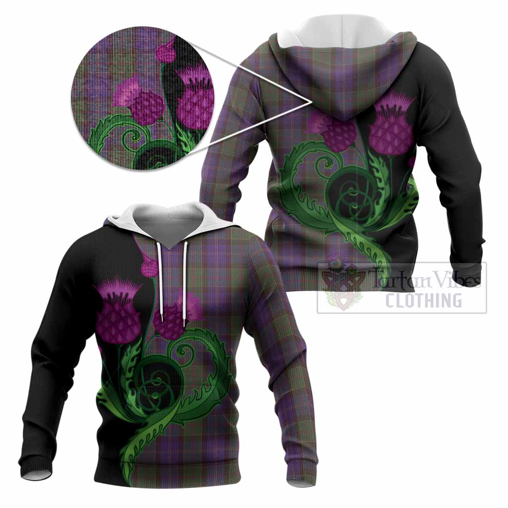 Robb Tartan Knitted Hoodie Traditional Scottish Thistle