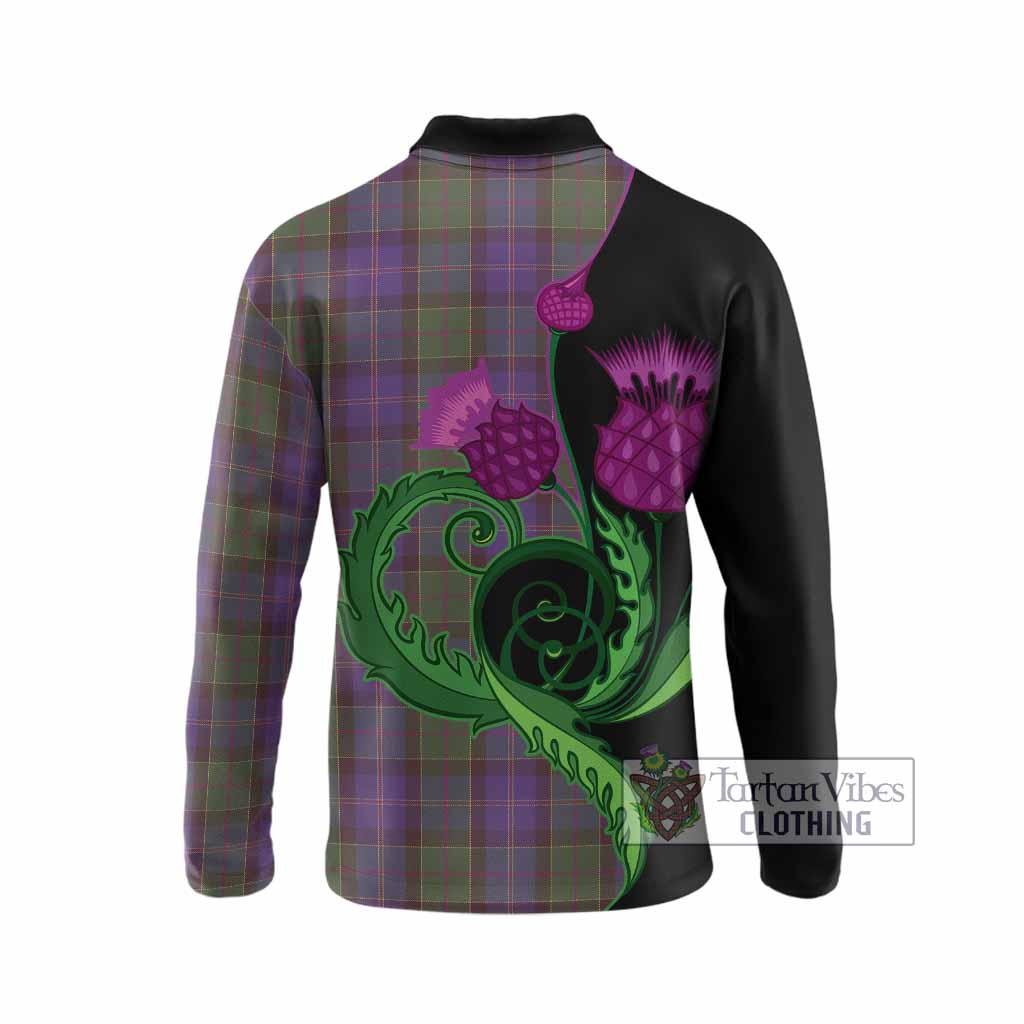 Robb Tartan Long Sleeve Polo Shirt Traditional Scottish Thistle