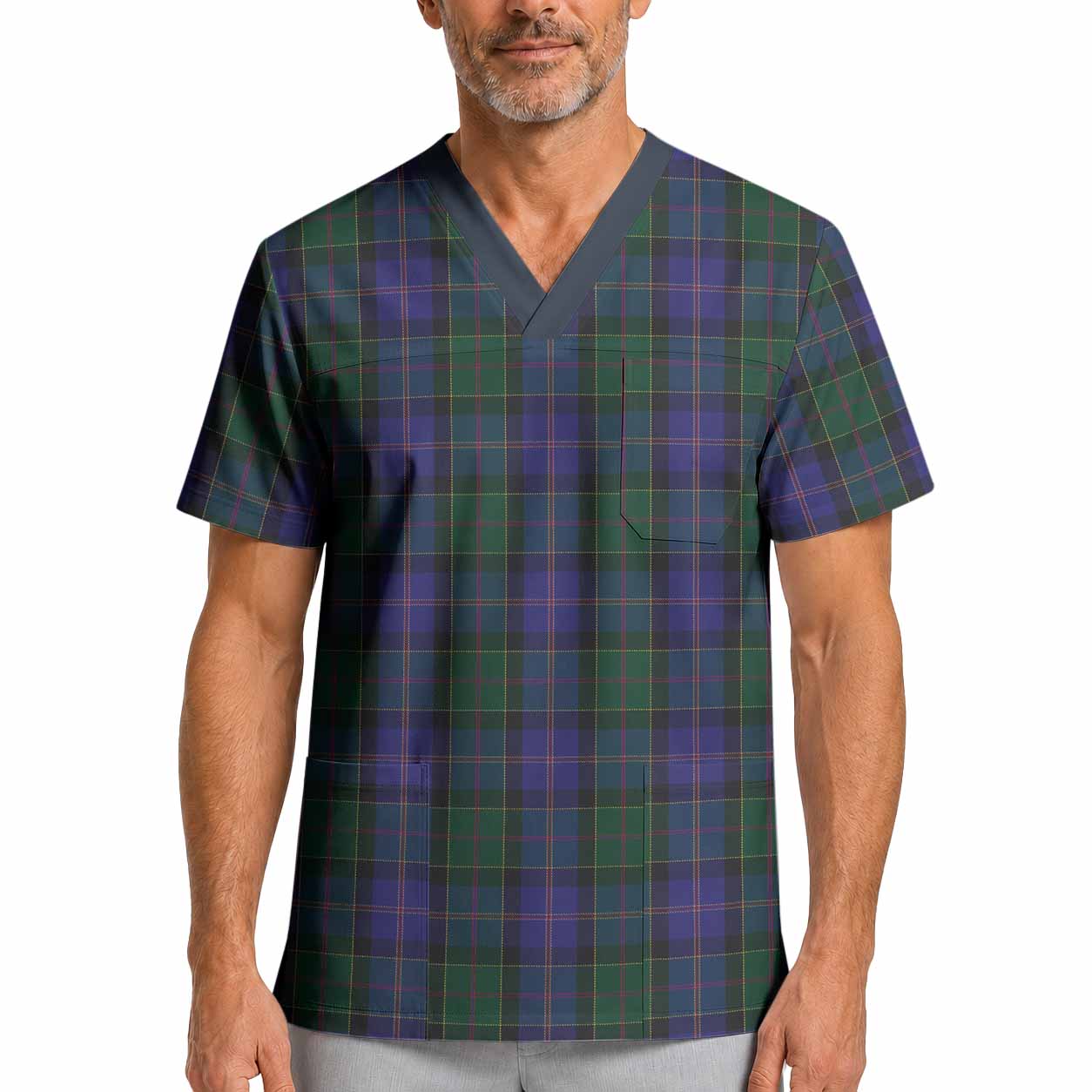 Robb Tartan Scrub Top XL - Tartan Vibes Clothing