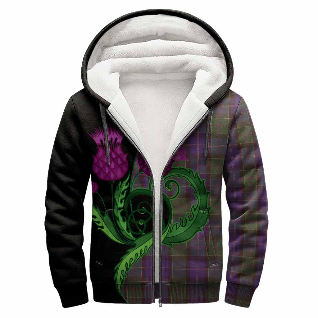 Robb Tartan Sherpa Hoodie Traditional Scottish Thistle