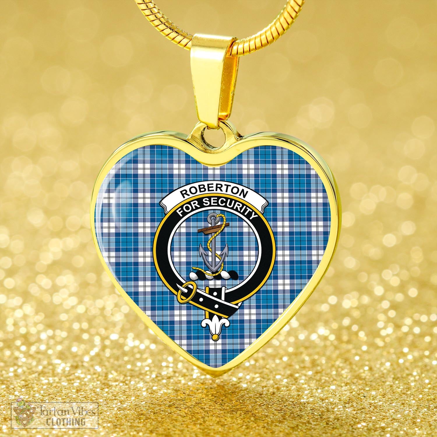 Roberton Tartan Heart Necklace with Family Crest - Tartan Vibes Clothing