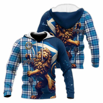 Roberton Tartan Family Crest Knitted Hoodie with Scottish Majestic Lion Unisex Knitted Pullover Hoodie - Tartan Vibes Clothing