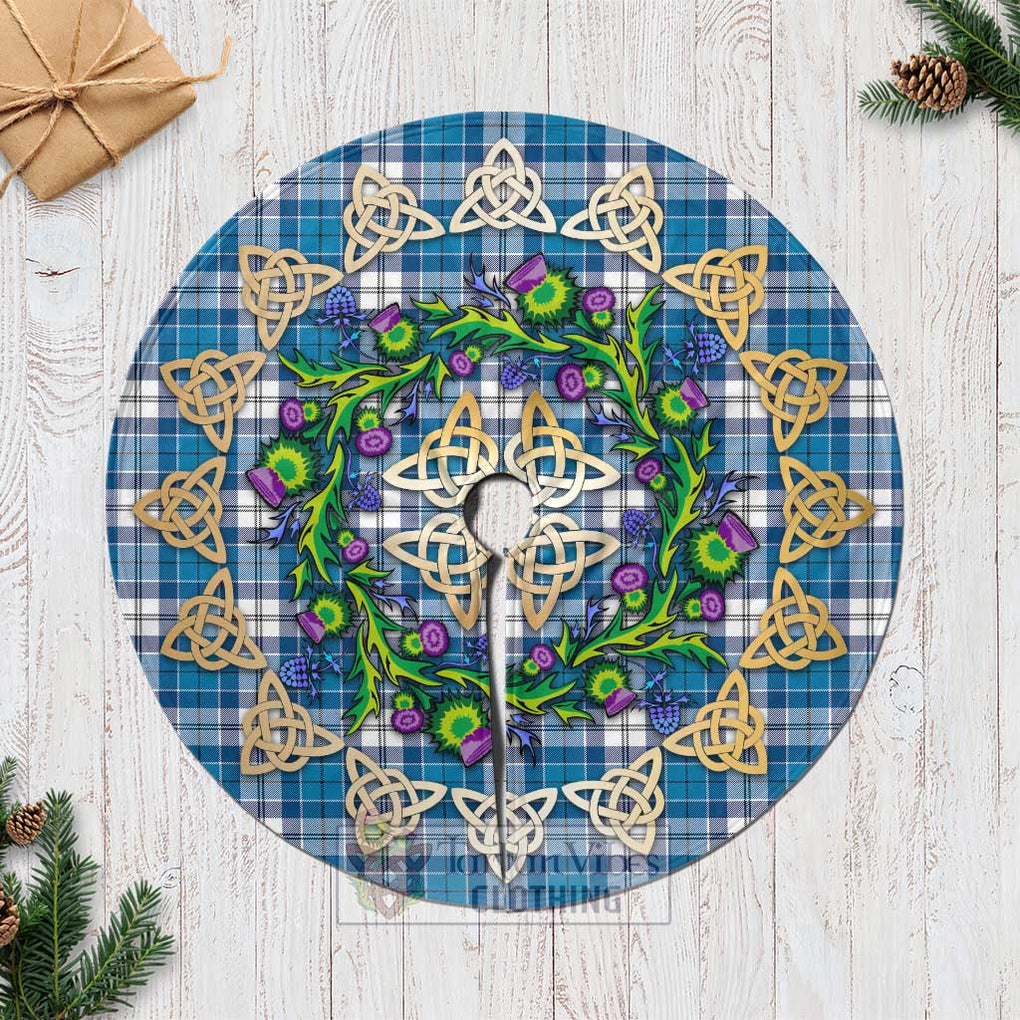 Tartan Vibes Clothing Roberton Tartan Christmas Tree Skirt with Thistle Celtic Knot Style