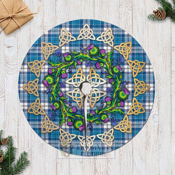 Tartan Vibes Clothing Roberton Tartan Christmas Tree Skirt with Thistle Celtic Knot Style